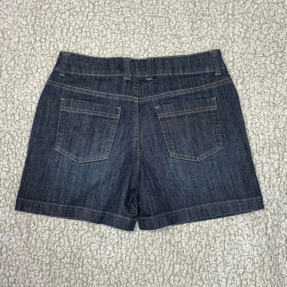 Merona Womens Dark‎ Wash Denim Shorts Fit 1 Size 2 Blue Cotton Stretch Indigo